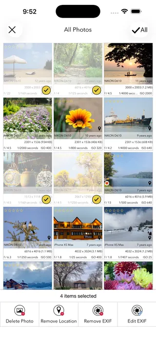 EXIF Viewer removing location and EXIF from selected photos