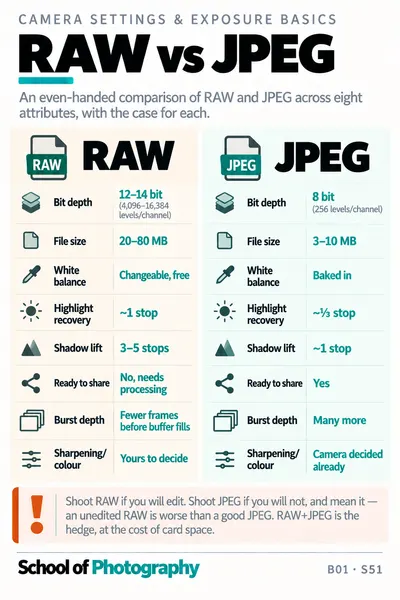 RAW against JPEG cheat sheet